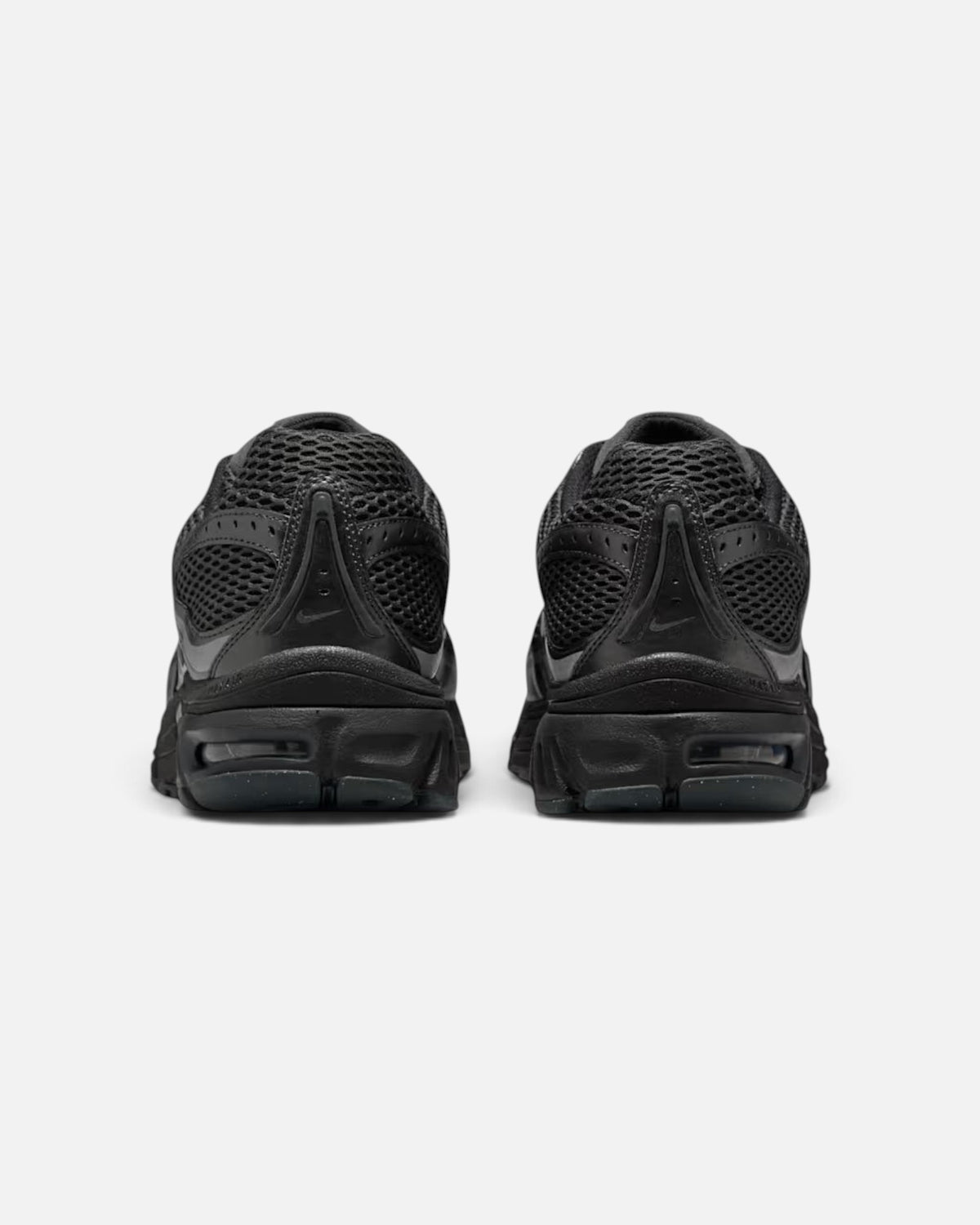 CRIUW NIKE AIR MAX MOTO 2K sneakers in black, showing the rear view with mesh detailing and cushioned soles.