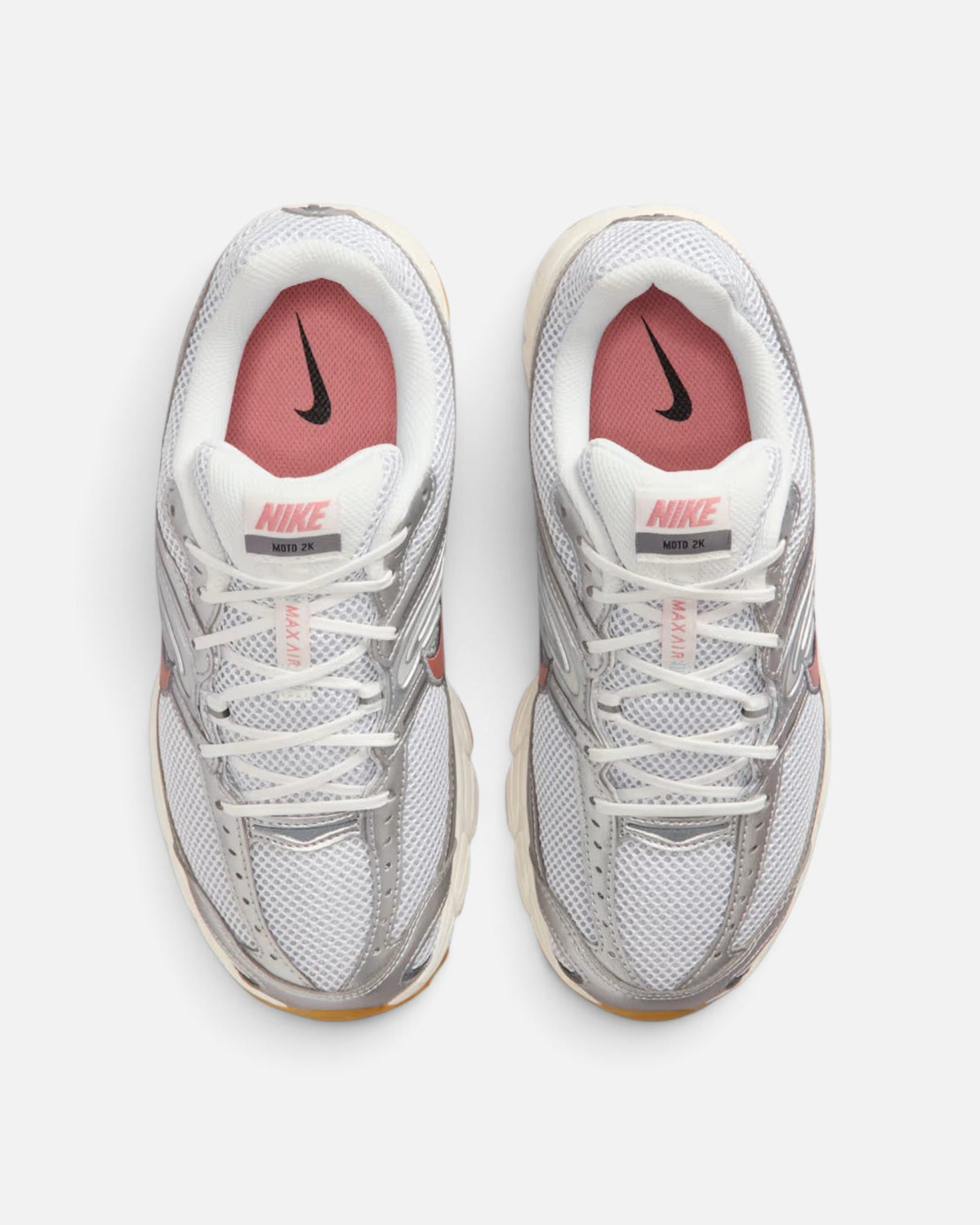 CRIUW Nike Air Max Moto 2K sneakers in metallic red bronze and white mesh with performance cushioning