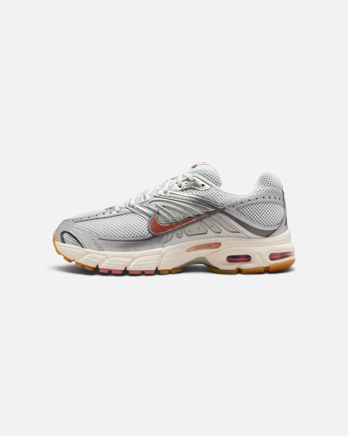 CRIUW Nike Air Max Moto 2K sneakers in metallic red bronze and silver mesh with cushioned sole
