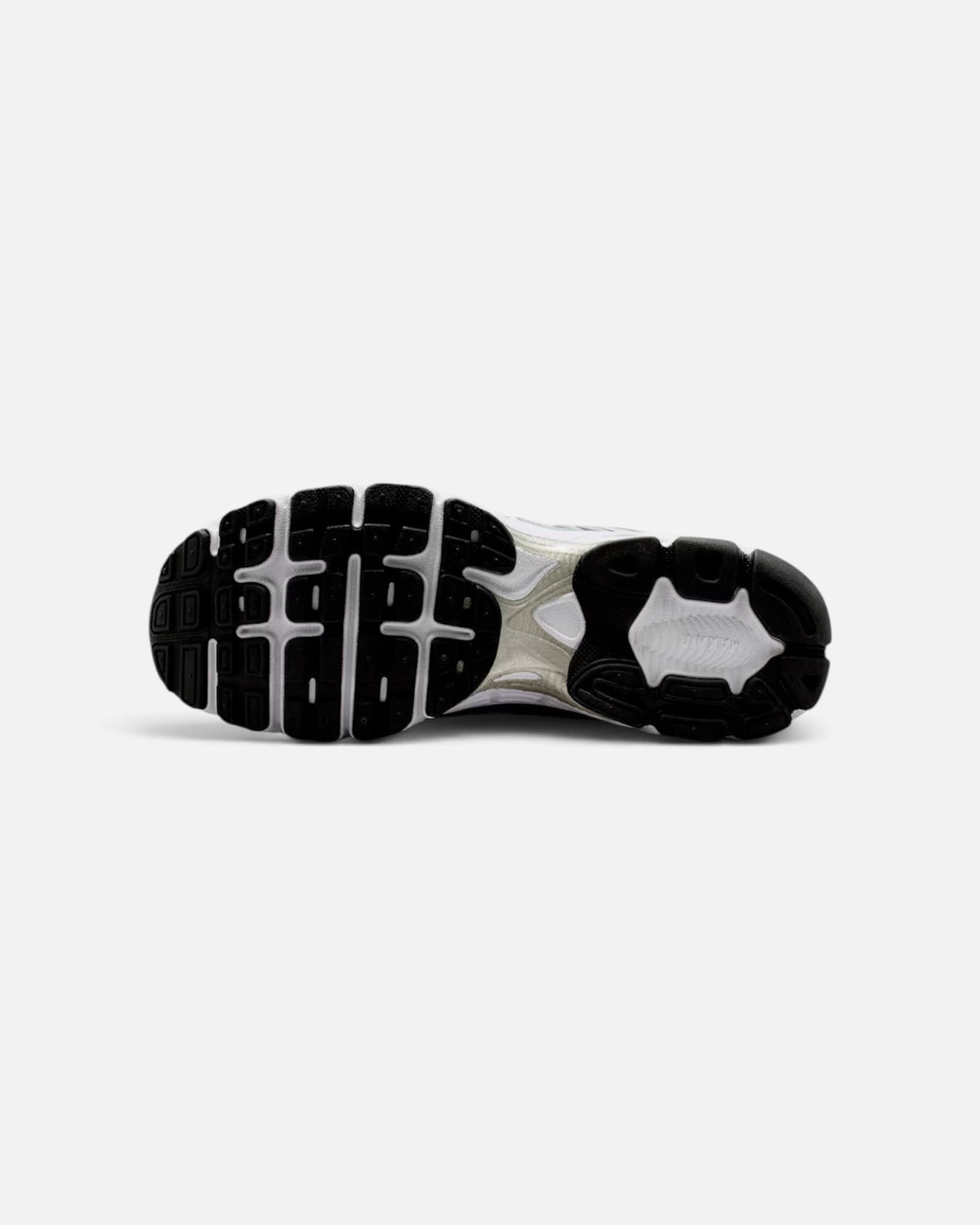 CRIUW Nike Air Max Moto 2K sneaker showing the black and white rubber traction outsole with performance tread pattern