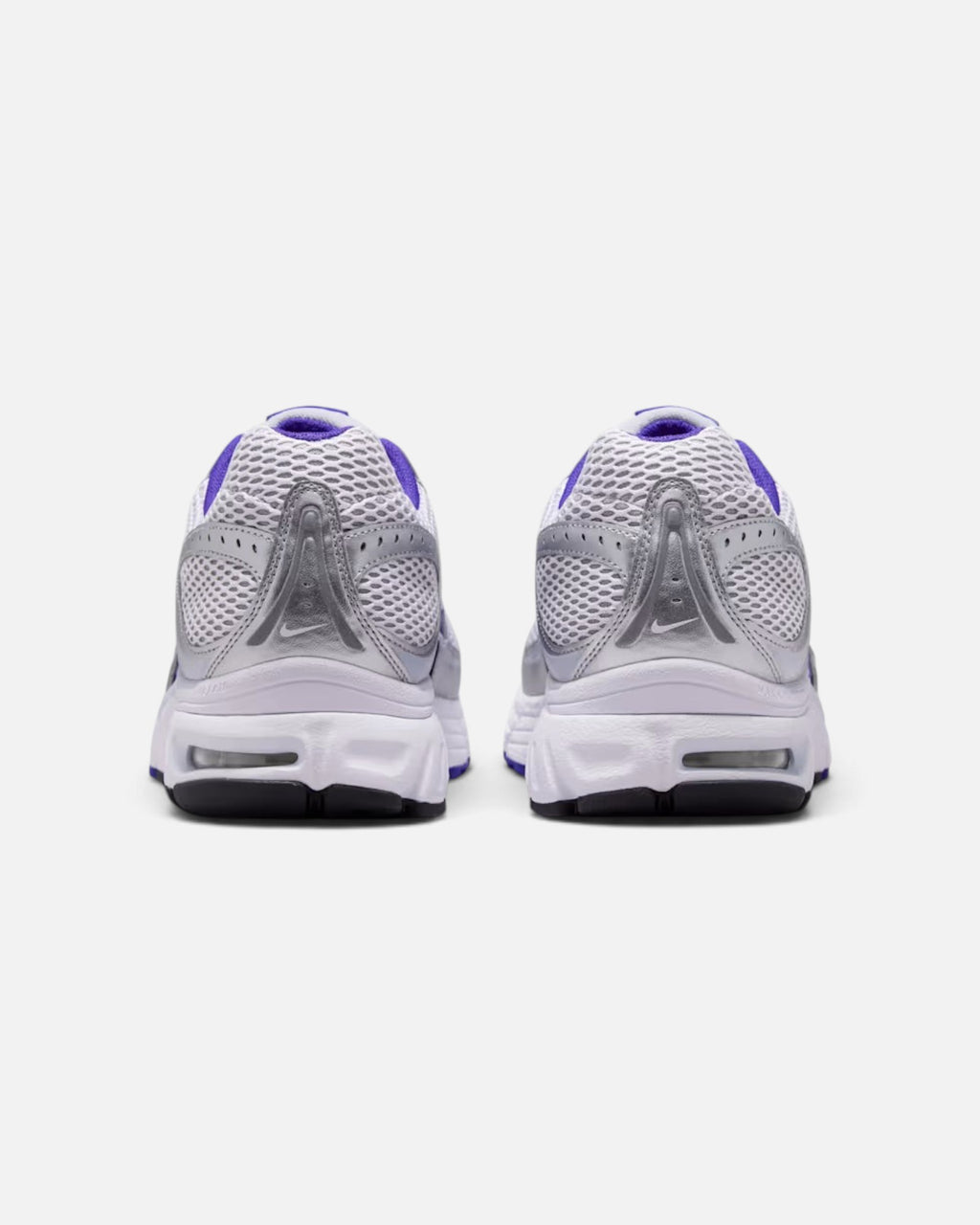 CRIUW Nike Air Max Moto 2K Royal Pulse sneakers showing the rear view with metallic silver and purple mesh details.