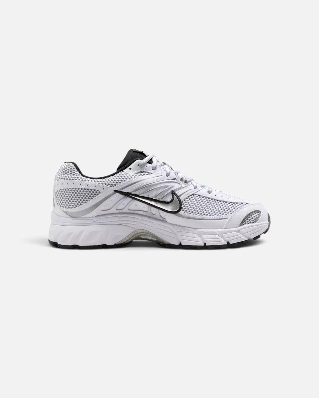 CRIUW NIKE Air Max Moto 2K white performance sneaker with metallic silver accents and mesh detailing