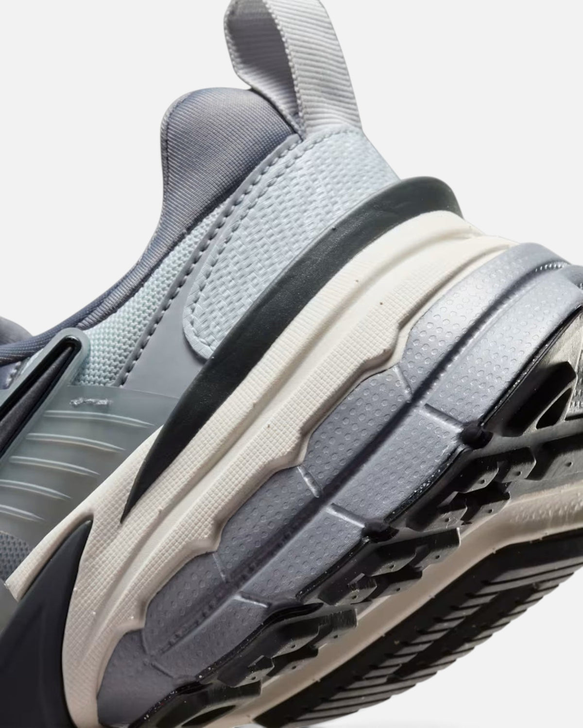 CRIUW NIKE V2K Run sneaker in metallic cool grey with a chunky vintage-inspired midsole and plastic detailing.