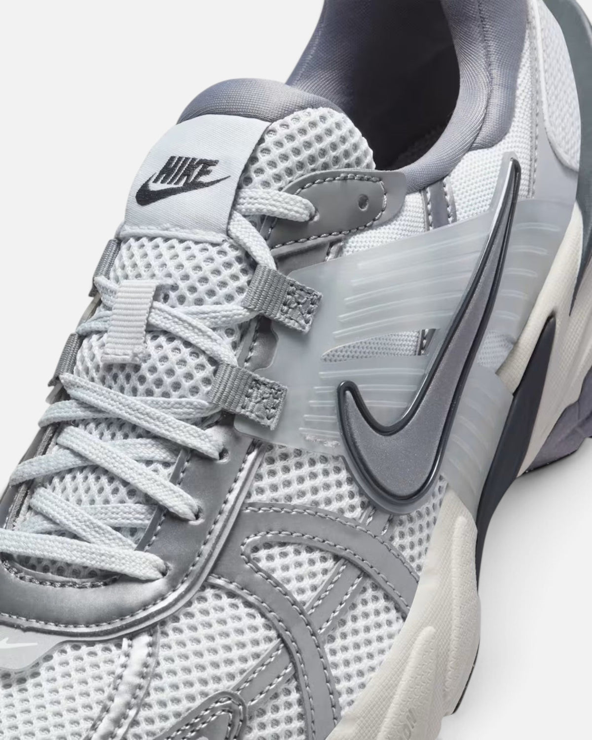 CRIUW NIKE V2K Run sneakers in metallic cool grey with mesh upper and vintage plastic detailing