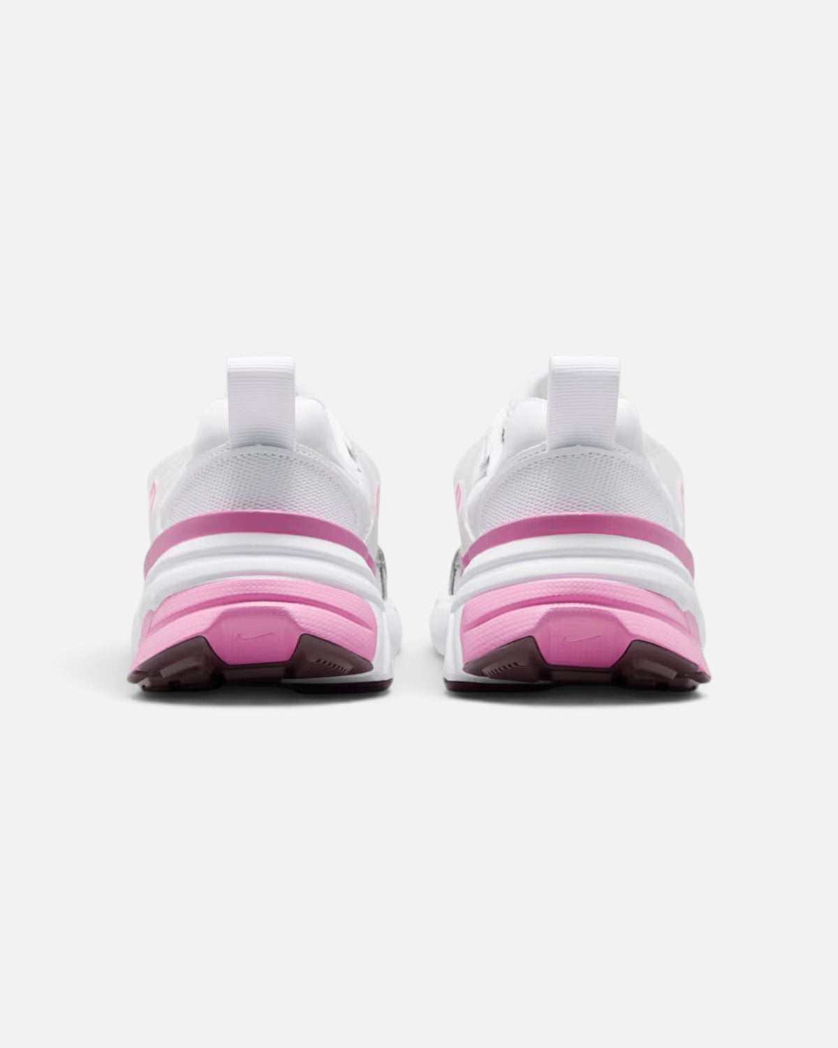 CRIUW NIKE V2K Run sneakers in white and pink foam seen from the back, featuring a chunky vintage-inspired midsole.