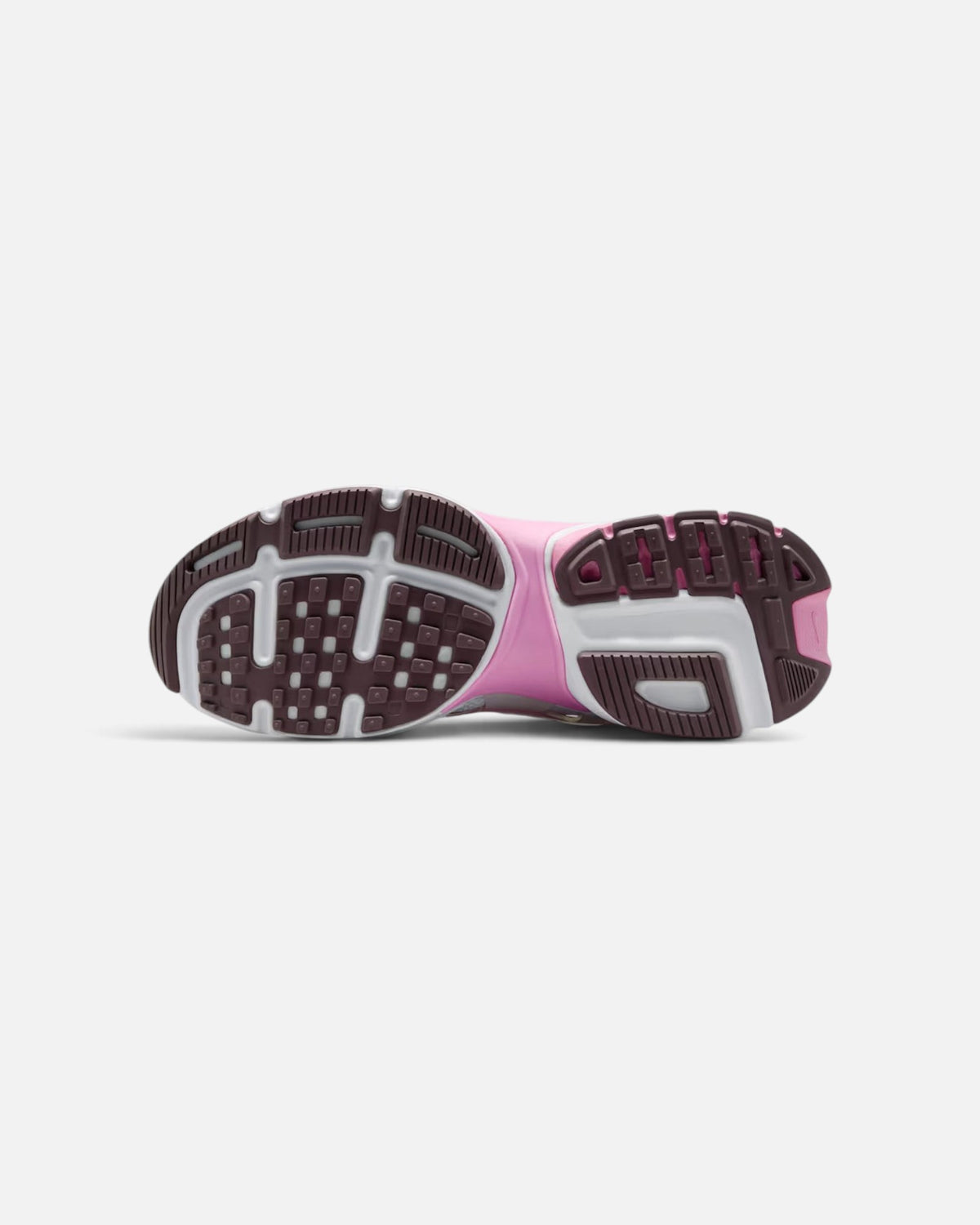 CRIUW NIKE V2K Run Pink Foam sneaker outsole featuring a durable rubber tread pattern in dark purple and pink