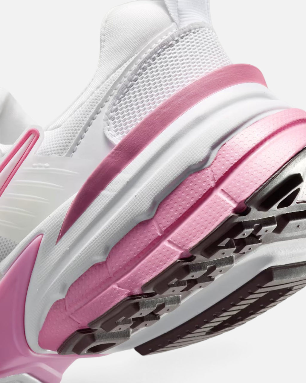 CRIUW NIKE V2K Run sneaker in pink foam and white with a chunky vintage midsole and plastic detailing