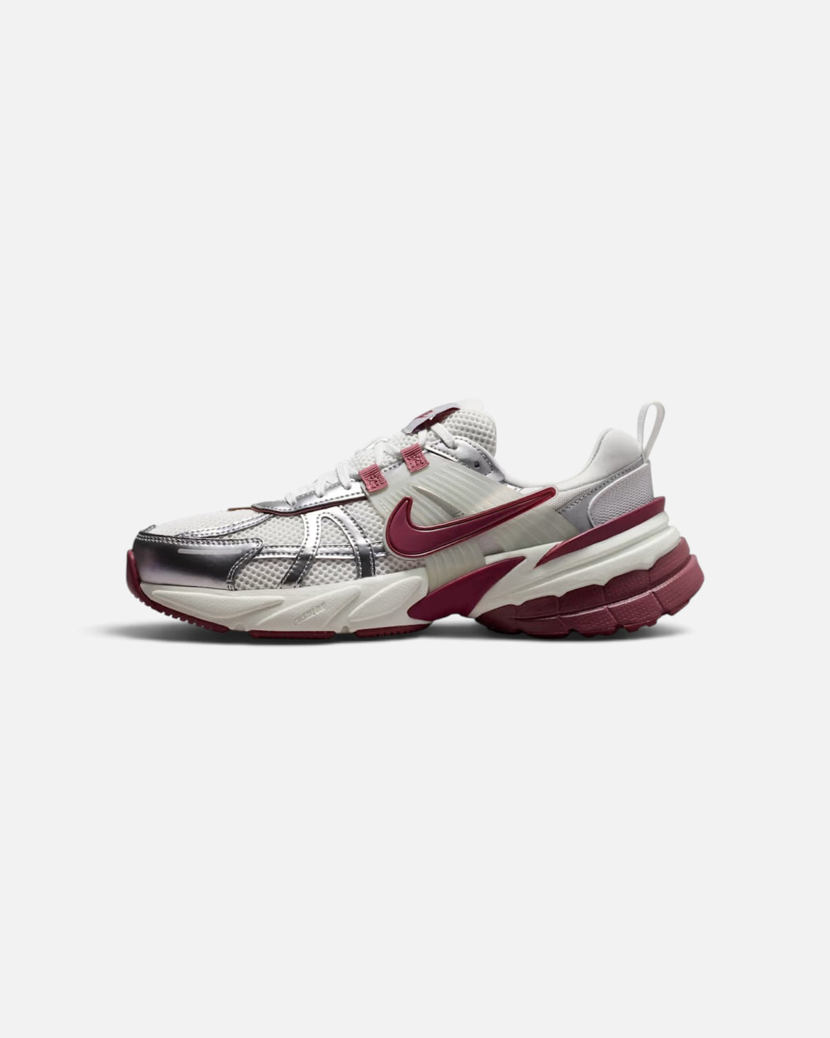 CRIUW NIKE V2K Run sneakers in pink smoke and metallic silver with a chunky vintage-inspired midsole