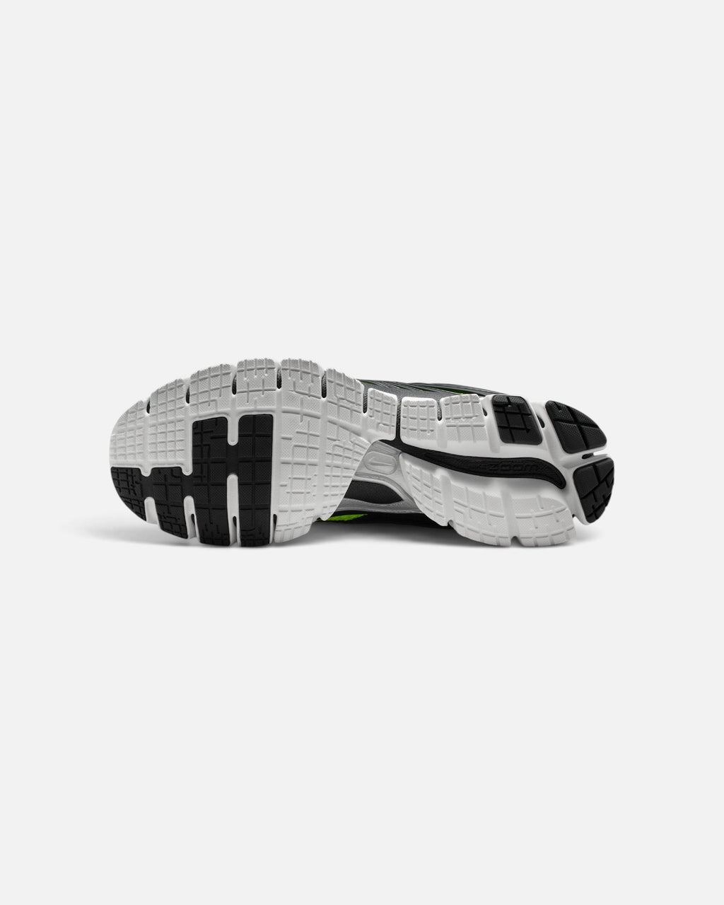 CRIUW Nike Zoom Skylon 11 Volt running shoe outsole featuring a white and black rubber tread pattern.