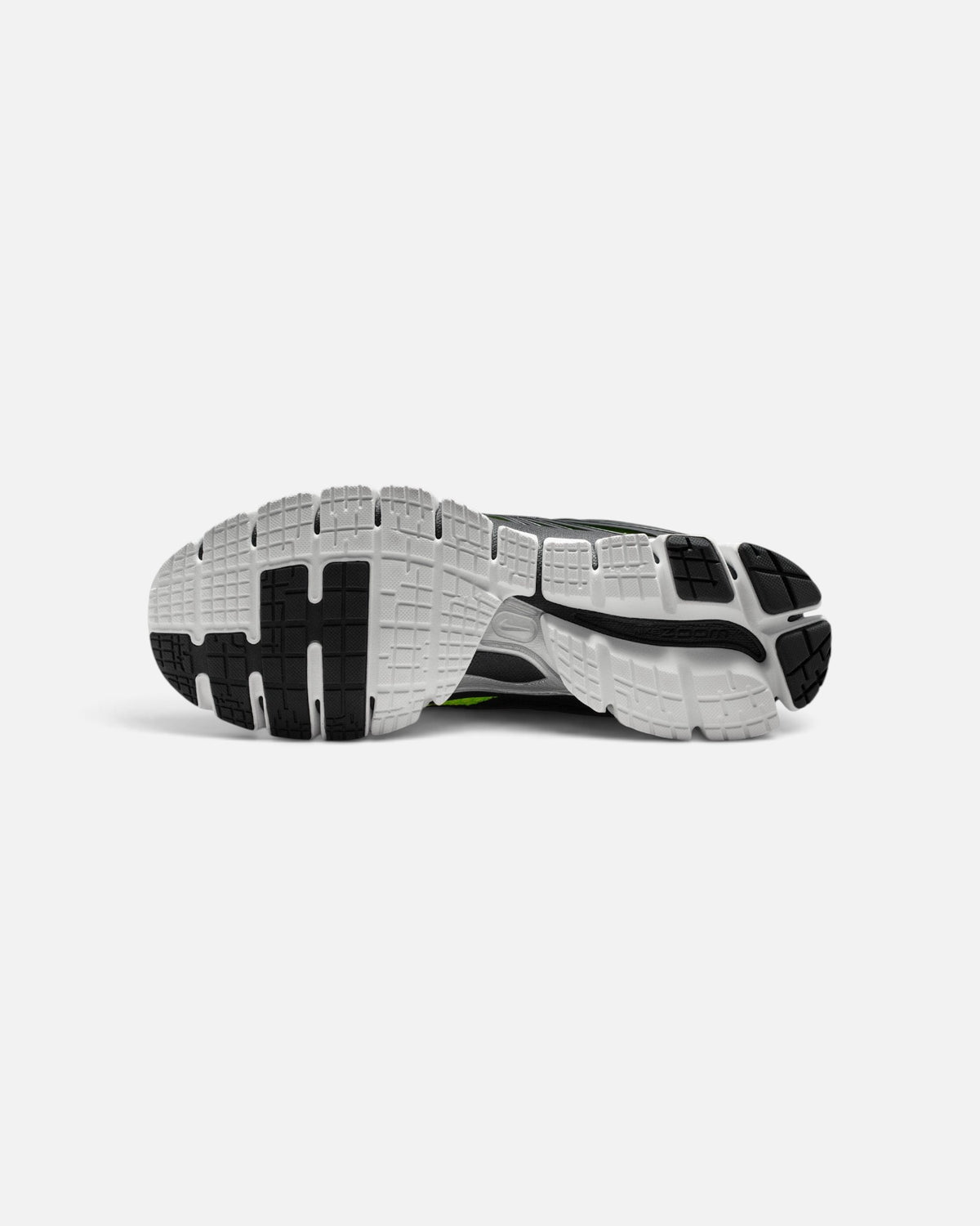 CRIUW Nike Zoom Skylon 11 Volt running shoe outsole featuring a white and black rubber tread pattern.
