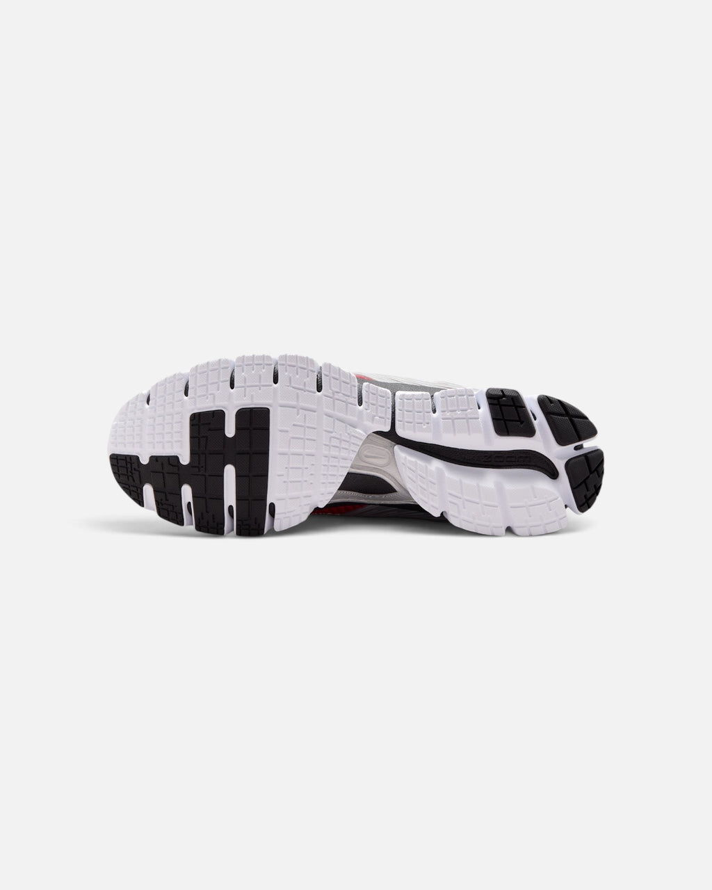 CRIUW NIKE ZOOM SKYLON 11 university red running shoe showing the white and black rubber traction outsole