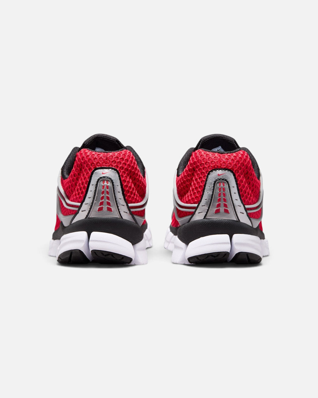 CRIUW Nike Zoom Skylon 11 sneakers in university red with black and metallic silver accents, rear view.