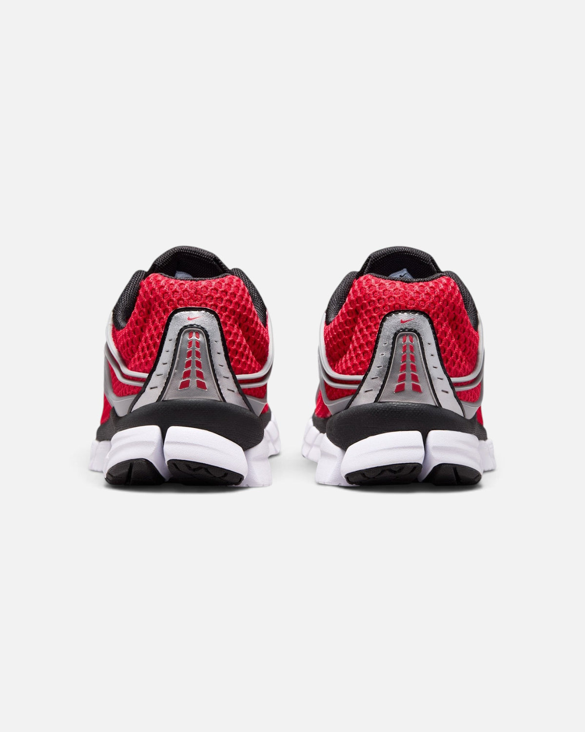 CRIUW Nike Zoom Skylon 11 sneakers in university red with black and metallic silver accents, rear view.