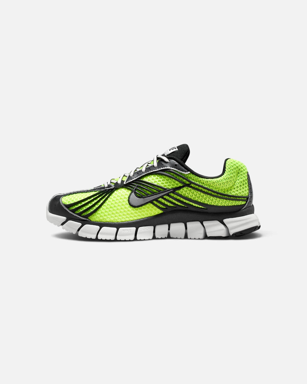 CRIUW Nike Zoom Skylon 11 running shoe in volt neon mesh with black and metallic silver accents and thick sole