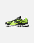 CRIUW Nike Zoom Skylon 11 running shoe in volt neon mesh with black and metallic silver accents and thick sole