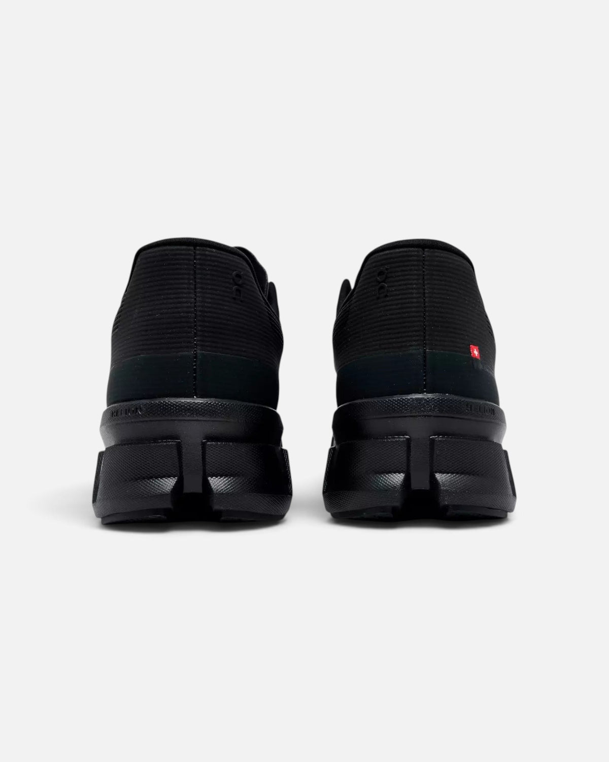 CRIUW ON Cloudmonster Void running shoes in black, featuring technical mesh upper and cushioned heel view.