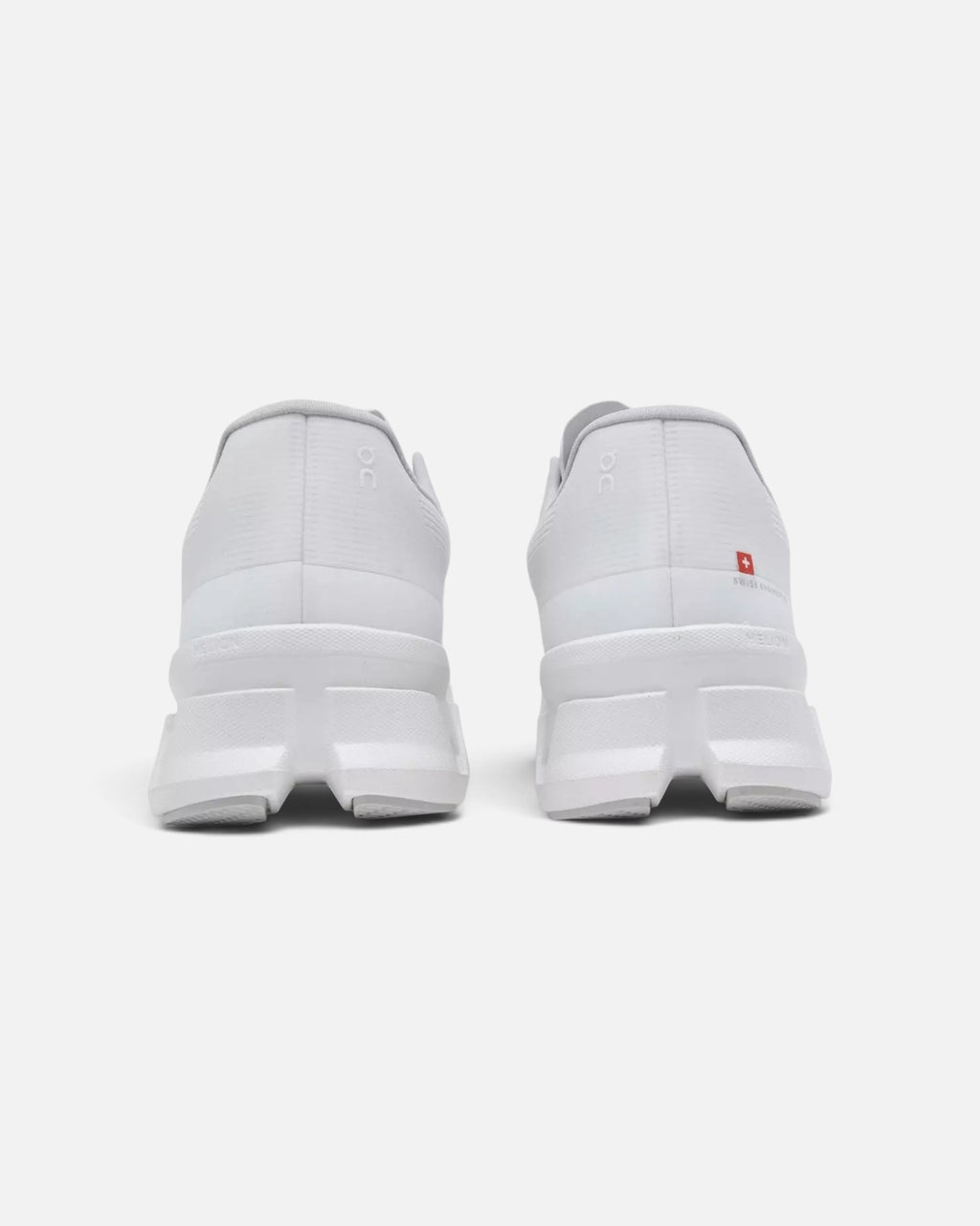 CRIUW ON Cloudmonster Void running shoes in white, rear view showing technical mesh and cushioned sole