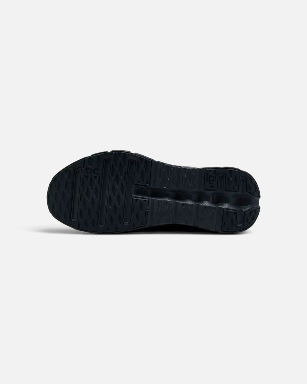 CRIUW ON Cloudtilt Wash Eclipse sneakers showing the black textured rubber outsole for superior grip and cushioning.