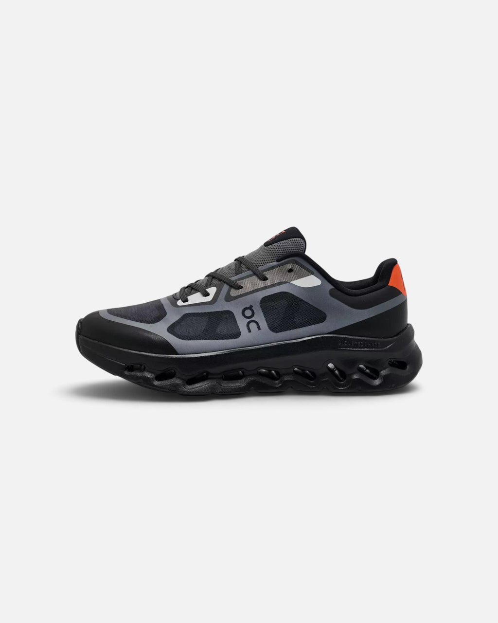 CRIUW On Cloudtilt Remix sneakers in black with flame orange accents, featuring mesh upper and CloudTec cushioning.